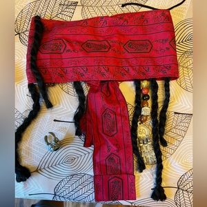 Jack Sparrow costume, head scarf with beads, braids, includes ring, child size